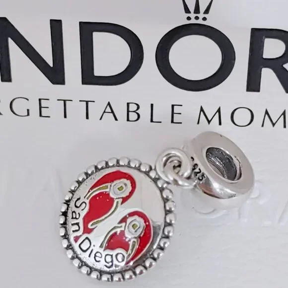 Pandora San Diego California Dangle Travel Charm Flip Flops Pendant S925  Silver